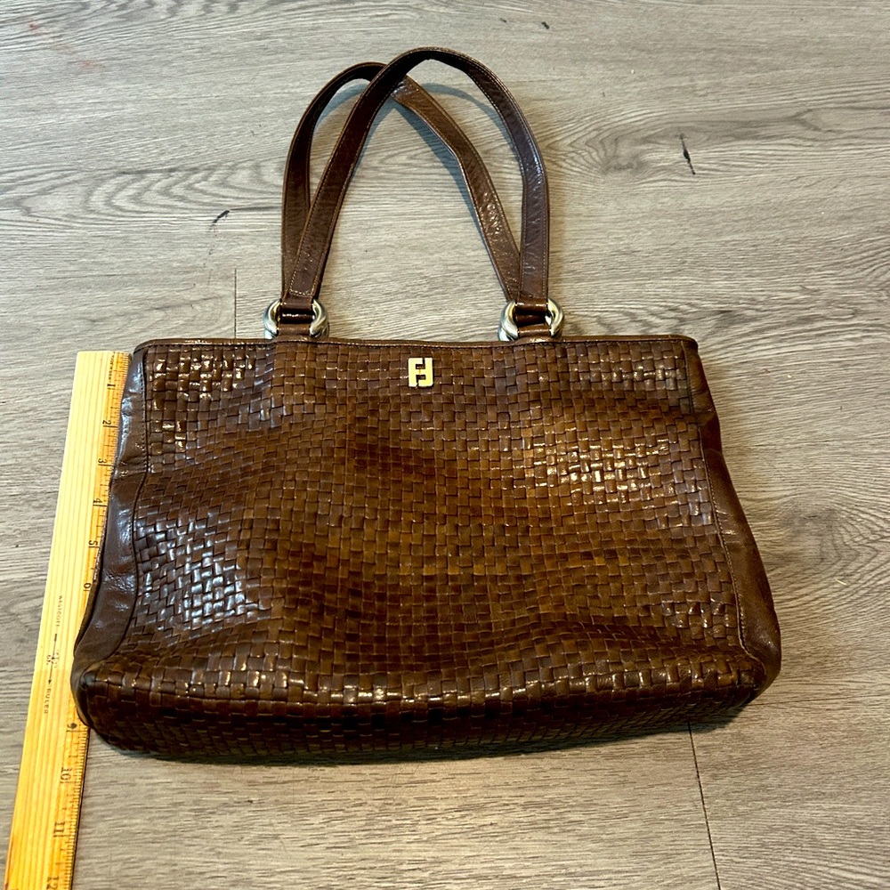 Rare Vintage Fendi Brown Woven Leather Bag